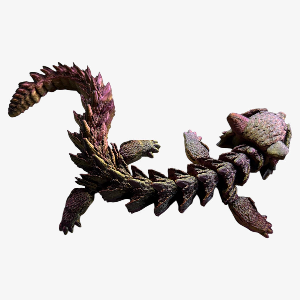 Articulated Armored Dragon – Iridescent Red & Gold Fantasy Figurine