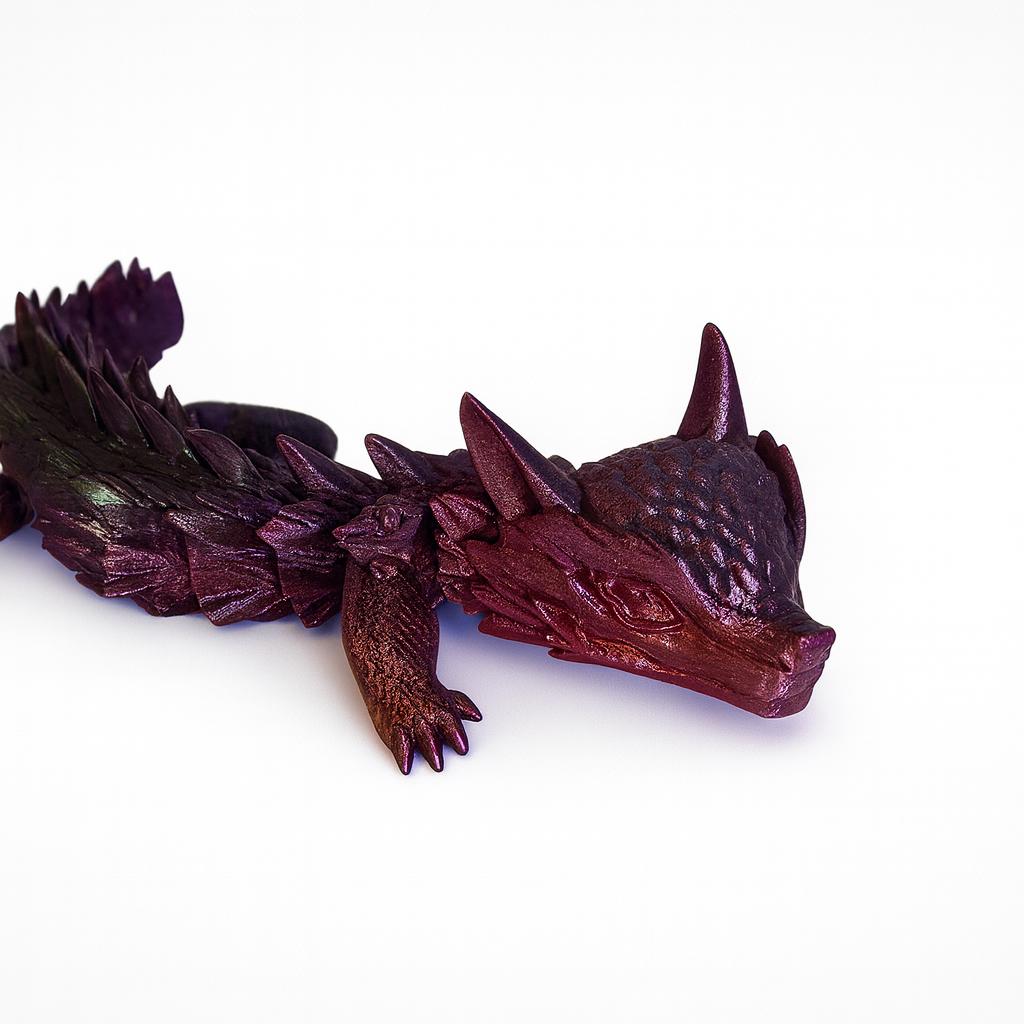 Articulated Armored Dragon – Iridescent Red & Gold Fantasy Figurine