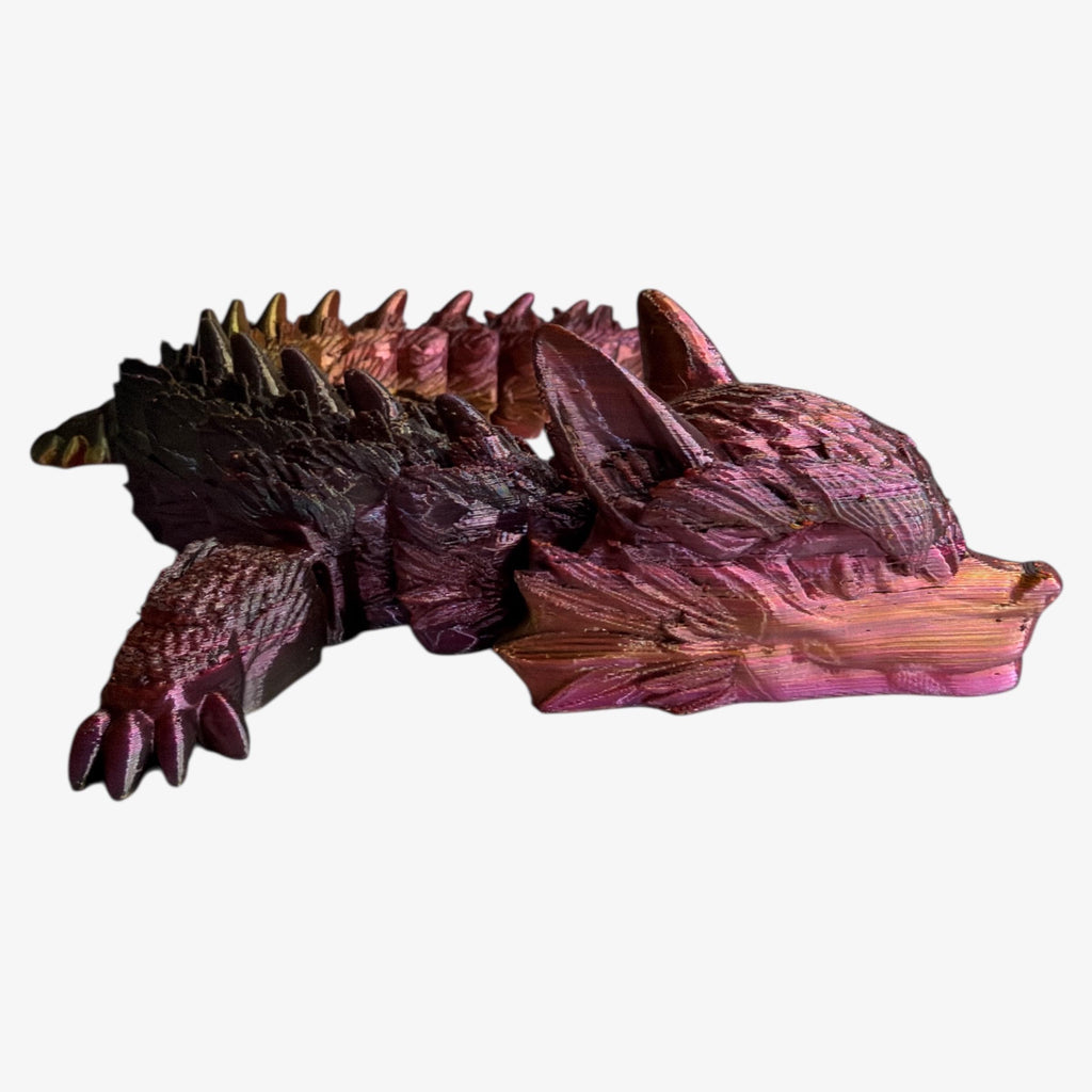 Articulated Armored Dragon – Iridescent Red & Gold Fantasy Figurine